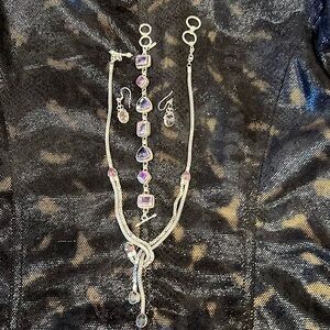 925 STERLING SILVER HANDCRAFTED/HAMMERED MATCHING NECKLACE, BRACELET & EARRINGS